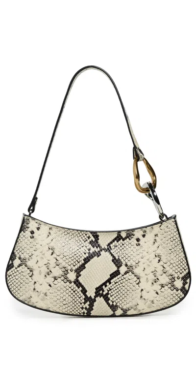 Staud Ollie Curved Python-embossed Leather Shoulder Bag In Animal Print