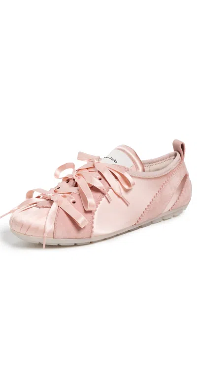 Simone Rocha Ballerina Grip Satin And Suede Sneakers In Pink