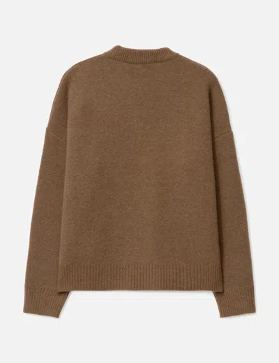Ami Alexandre Mattiussi Knitted Sweater With Ribbed Crew Neckline In Brown