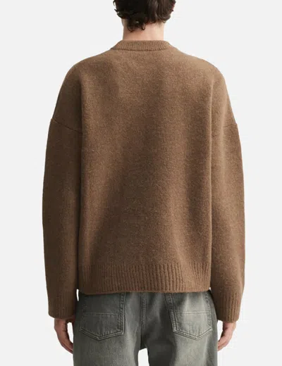 Ami Alexandre Mattiussi Knitted Sweater With Ribbed Crew Neckline In Brown