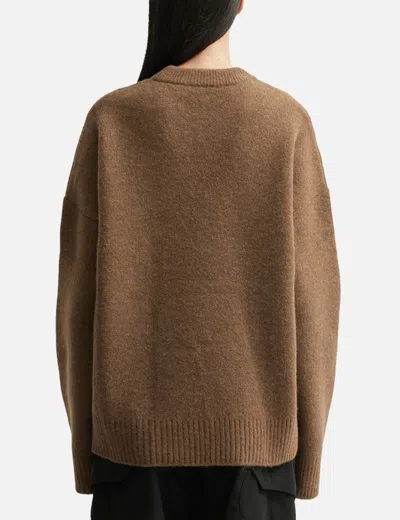 Ami Alexandre Mattiussi Knitted Sweater With Ribbed Crew Neckline In Brown