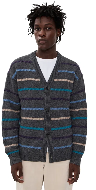 Ps By Paul Smith Striped Button Cardigan In Black