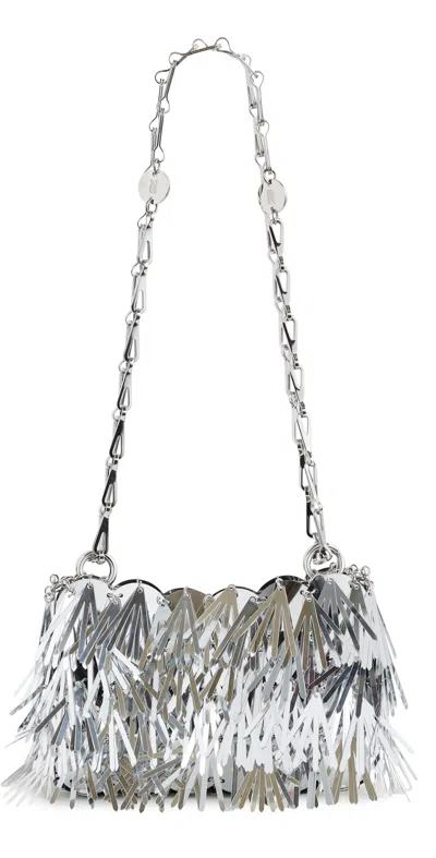 Rabanne Sac A Main Metallic Tasseled Sequin Disc Shoulder Bag In Silver