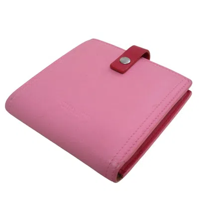 Pre-owned Bottega Veneta Pink Red Color Leather Wallet (bi-fold) () In Multi