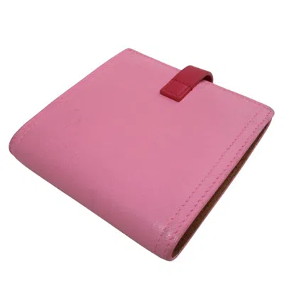 Pre-owned Bottega Veneta Pink Red Color Leather Wallet (bi-fold) () In Multi