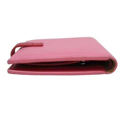 Pre-owned Bottega Veneta Pink Red Color Leather Wallet (bi-fold) () In Multi