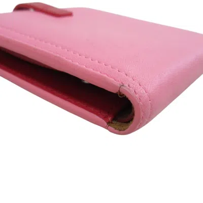 Pre-owned Bottega Veneta Pink Red Color Leather Wallet (bi-fold) () In Multi