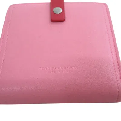 Pre-owned Bottega Veneta Pink Red Color Leather Wallet (bi-fold) () In Multi