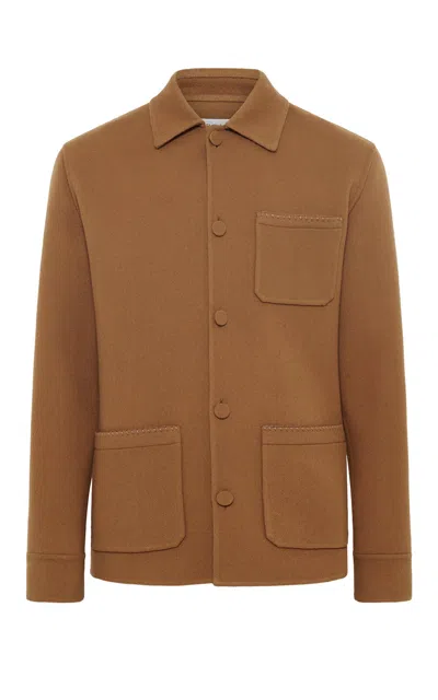 Gabriela Hearst Ulu M Chore Jacket In Yellow Ochre Double-face Recycled Cashmere In Brown