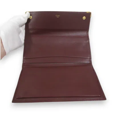 Pre-owned Cartier Bordeaux Long Wallet (tri-fold) () In Burgundy