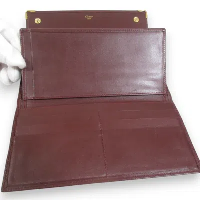 Pre-owned Cartier Bordeaux Long Wallet (tri-fold) () In Burgundy