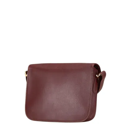 Pre-owned Cartier Bordeaux Wine Red Leather Shoulder Bag ()