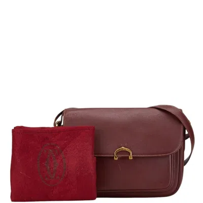 Pre-owned Cartier Bordeaux Wine Red Leather Shoulder Bag ()