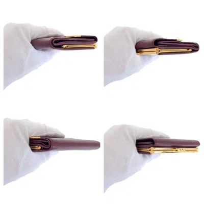 Pre-owned Cartier Bordeaux Wine Red Leather Wallet (tri-fold) () In Burgundy
