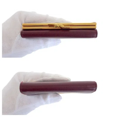 Pre-owned Cartier Bordeaux Wine Red Leather Wallet (tri-fold) () In Burgundy