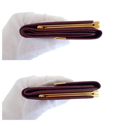 Pre-owned Cartier Bordeaux Wine Red Leather Wallet (tri-fold) () In Burgundy