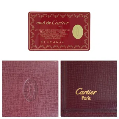 Pre-owned Cartier Bordeaux Wine Red Leather Wallet (tri-fold) () In Burgundy