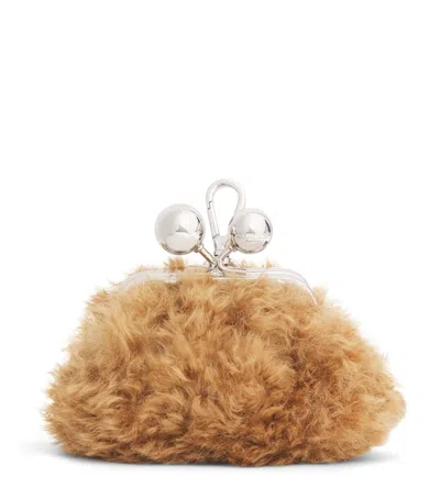 Weekend Max Mara Faux Fur Pasticcino Nano Bag In Brown