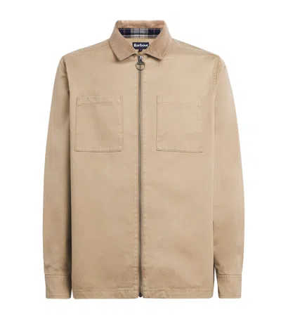 Barbour Lenker Regular Twill Overshirt Stone In Multi
