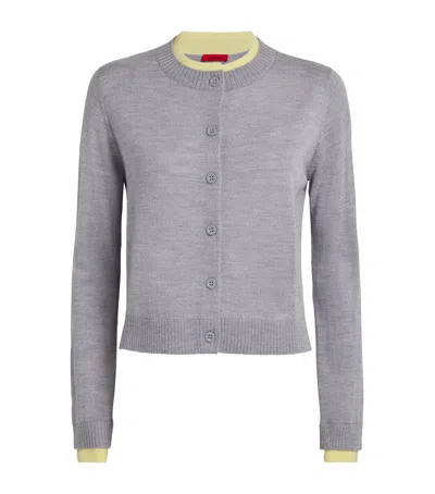 Max & Co Merino Wool Cardigan In Gray