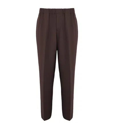 Sandro Jersey Wide-leg Trousers In Brown