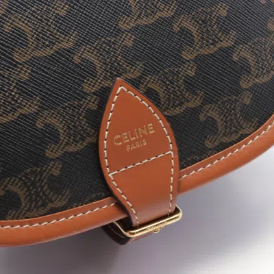 Pre-owned Celine Brown Gray Coated Canvas Leather Shoulder Bag ()