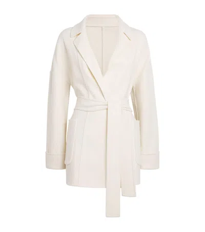Eleventy Wool Reversible Wrap Coat In White