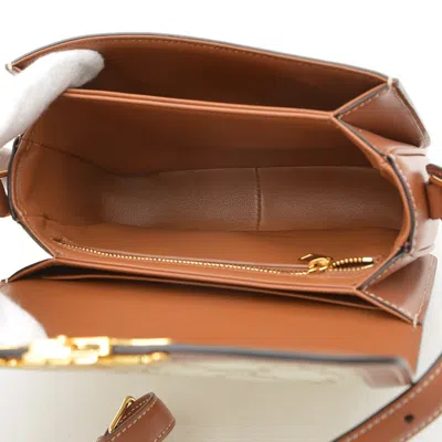 Pre-owned Celine Brown White Canvas Leather Shoulder Bag ()