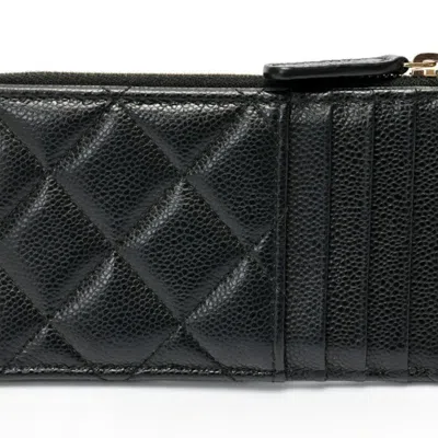Pre-owned Chanel Black Grained Calfskin Coin Purse/coin Case ()