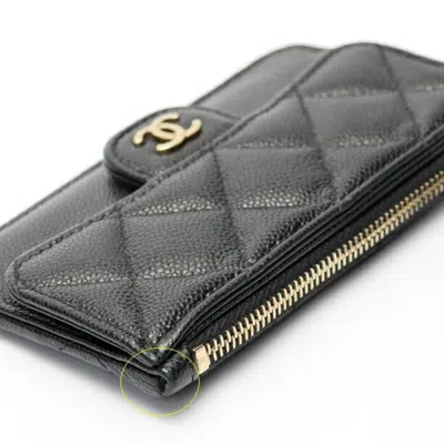 Pre-owned Chanel Black Grained Calfskin Coin Purse/coin Case ()