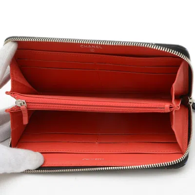 Pre-owned Chanel Black Leather Long Wallet (bi-fold) ()