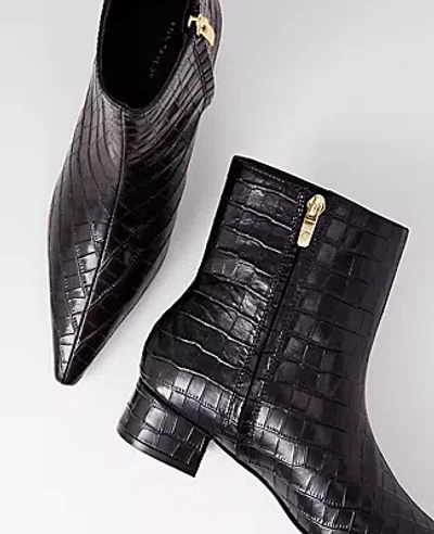 Ann Taylor Croco Nip Toe Bootie In Black