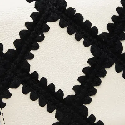 Pre-owned Chanel Black White Leather Cotton Chain/shoulder Wallet () In Multi