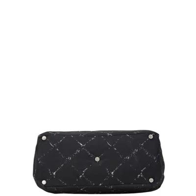 Pre-owned Chanel Black White Nylon Handbag Tote Bag ()