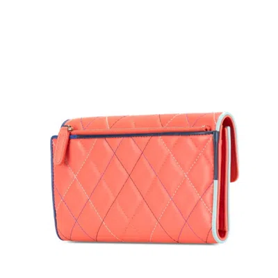 Pre-owned Chanel Blue Orange Leather Long Wallet (bi-fold) ()