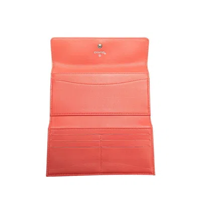 Pre-owned Chanel Blue Orange Leather Long Wallet (bi-fold) ()