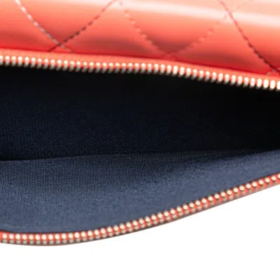 Pre-owned Chanel Blue Orange Leather Long Wallet (bi-fold) ()