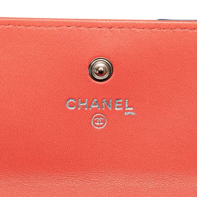 Pre-owned Chanel Blue Orange Leather Long Wallet (bi-fold) ()