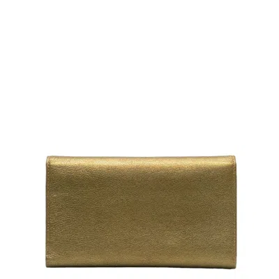 Pre-owned Chanel Khaki Metallic Leather Wallet (tri-fold) ()