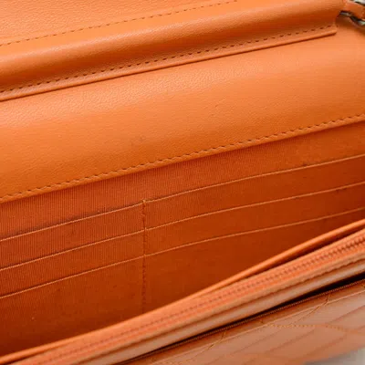 Pre-owned Chanel Orange Leather Chain/shoulder Wallet ()
