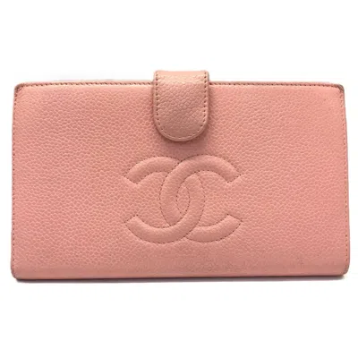 Pre-owned Chanel Pink Grained Calfskin Wallet (bi-fold) ()