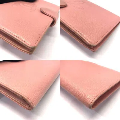Pre-owned Chanel Pink Grained Calfskin Wallet (bi-fold) ()