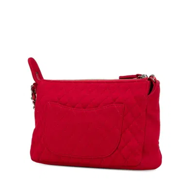 Pre-owned Chanel Red Color Cotton Shoulder Bag ()