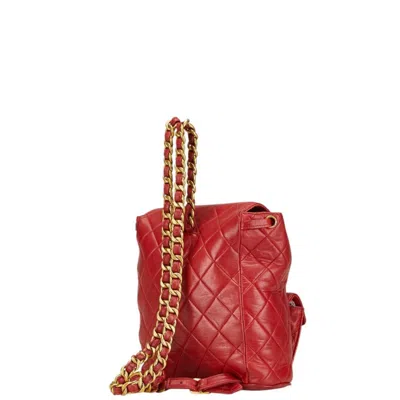 Pre-owned Chanel Red Color Leather Backpack ()