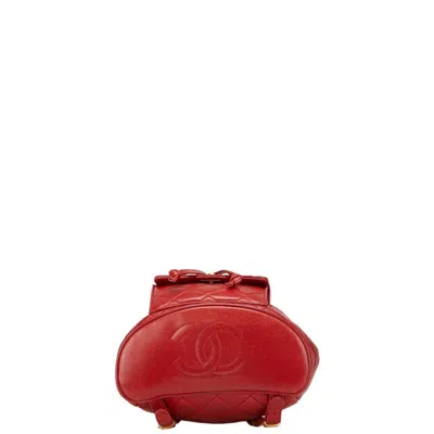 Pre-owned Chanel Red Color Leather Backpack ()