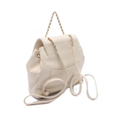 Pre-owned Chanel White Leather Backpack ()