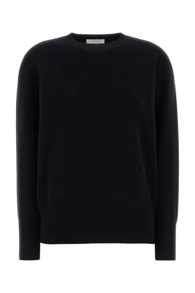 The Row Oversized Cashmere Leilani Sweater With Crew Neck In Blue