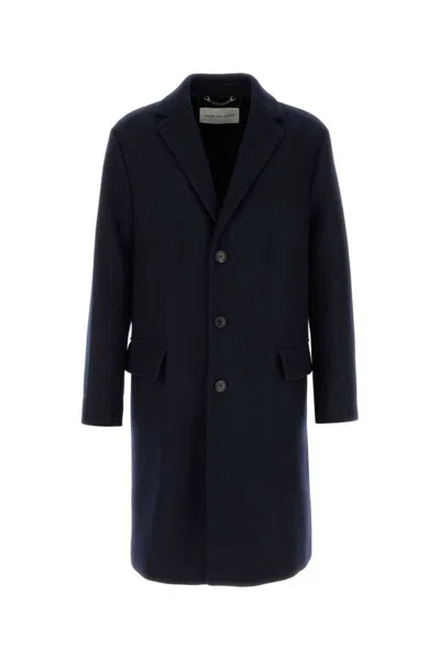 Dries Van Noten Wool Blend Coat With Long Sleeves And Vent In Blue