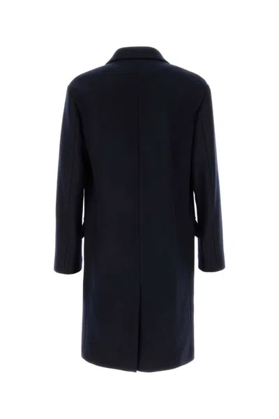 Dries Van Noten Wool Blend Coat With Long Sleeves And Vent In Blue