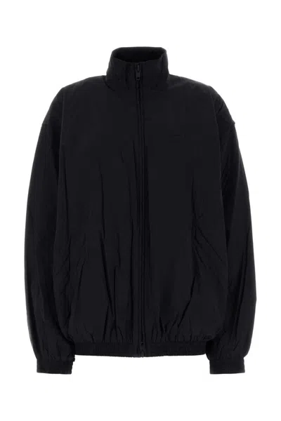 Balenciaga Slate Tech Fabric Oversize Windbreaker In Black